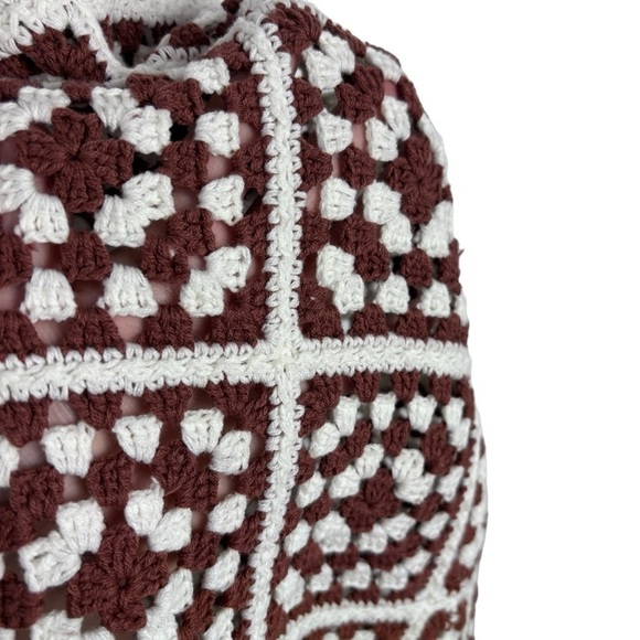 MARINE LAYER CELESTE HANDMADE CROCHET GRANNY SQUARE RETRO 70S UNLINED MINI DRESS - Picture 11 of 15